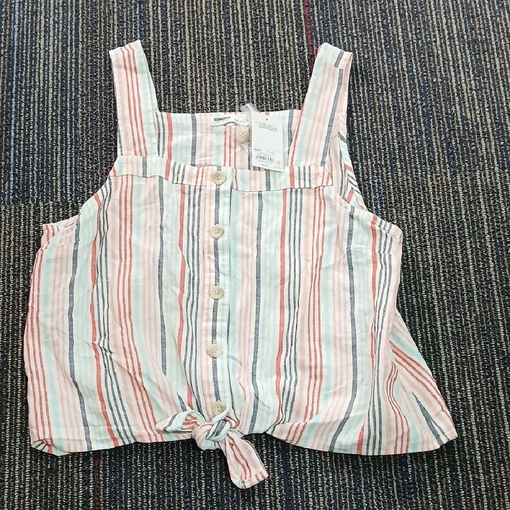 Sonoma Striped Crop Top Nwt Large - Picture 1 of 5